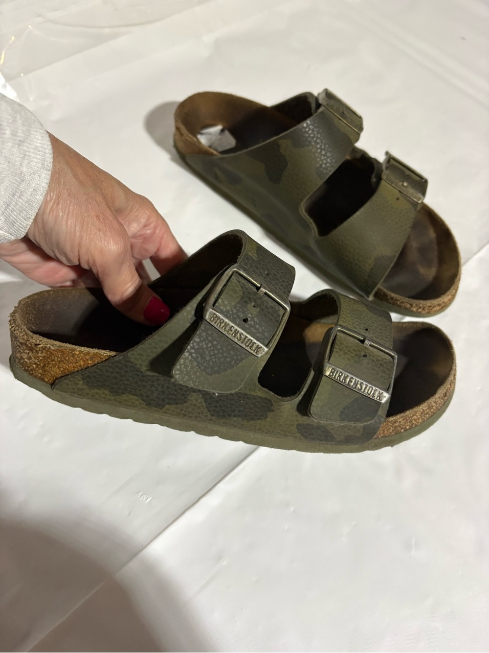 Birkenstock Olive Green Camouflage Two-Strap Sandals - Picture 2 of 16